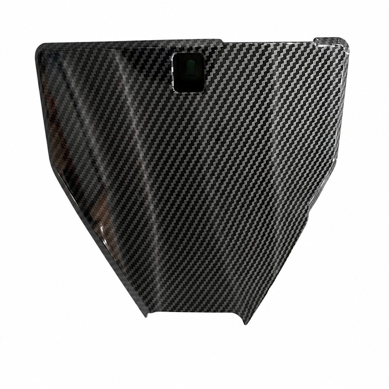 Carbon fiber-style special number plate cover with central square mounting hole
