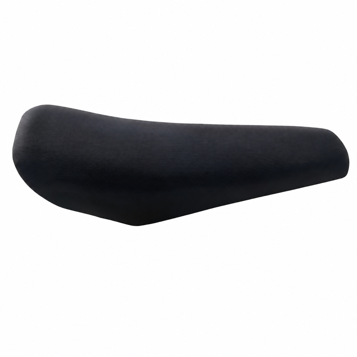 Dark fabric seat cushion with curved wedge shape