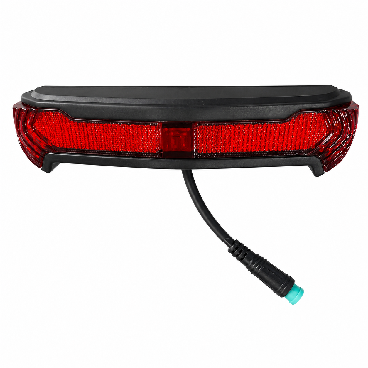 Red tail light with black housing and wiring pigtail connector